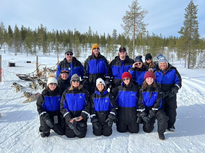 Group of people gathered together in Finland